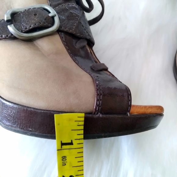 Anthropologie Naya Kasha Brown Leather Buckle Peep Toe High Heel Booties Sz 7.5M - Picture 9 of 15